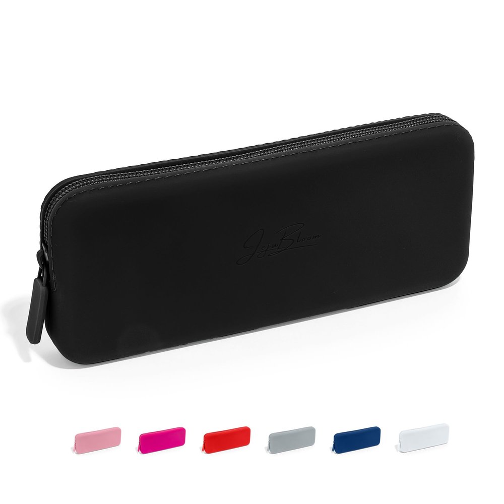 JejuBloom Silicone Travel Makeup Bag, Cosmetic Bag, Makeup Brush Holder, Soft And Waterproof Multipurpose Organizer (7.9 * 3.25 * 1.1 inch) (Black)