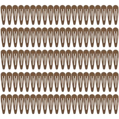 100Pcs Snap Hair Clips, Sublaga 2 Inch Bend Hair Clips, Metal Barrettes, No Slip Cute Solid Candy Color Hair Accessories for Girls, Women, Kids Teens or Toddlers (100pcs Coffee)