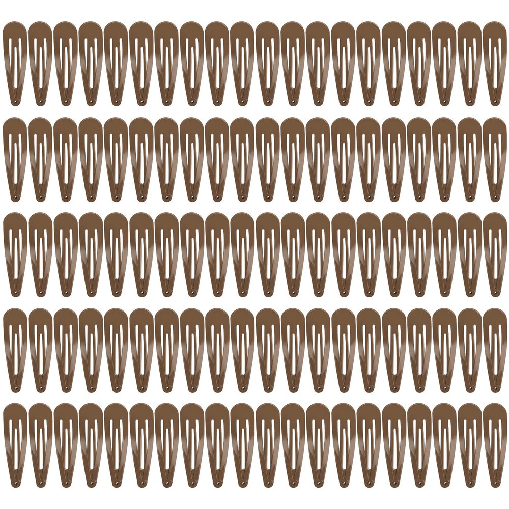 100Pcs Snap Hair Clips, Sublaga 2 Inch Bend Hair Clips, Metal Barrettes, No Slip Cute Solid Candy Color Hair Accessories for Girls, Women, Kids Teens or Toddlers (100pcs Coffee)