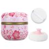 SHIMIDO Body Powder Puff and Container, 3.15" Portable Empty Body Powder Container for Baby Women's Loose Dusting Powder, Powder Case Box with Lids for Bath, Travel and Home Use (Pink Flower B) view 1