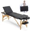 Artechworks Massage Table Massage Bed 3 Folding Portable Lash Bed for Eyelash Extensions Beauty Tattoo Table Adjustable Black W/Carry Case Salon Lightweight,Black Color view 1