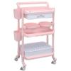 Professional Beauty Salon Trolley, 3-Tier Rolling Cart ABS Utility Cart with Lockable Wheels, Mobile Spa Hairdressing Storage Tray for Beauty Salon Hospital Etc. (Color : Pink) view 1