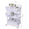 Professional Beauty Salon Trolley, 3-Tier Rolling Cart ABS Utility Cart with Lockable Wheels, Mobile Spa Hairdressing Storage Tray for Beauty Salon Hospital Etc. (Color : Pink) view 2