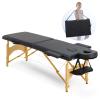 Artechworks Massage Table Massage Bed 2 Folding Portable Lash Bed for Eyelash Extensions Beauty Tattoo Table Adjustable Black W/Carry Case for Spa Salon,Lightweight,Black Color view 1