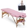Artechworks Massage Table Massage Bed 2 Folding Portable Lash Bed for Eyelash Extensions Beauty Tattoo Table Adjustable Black W/Carry Case for Salon Spa Lightweight,Pink Color view 1