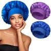 2pcs Satin Bonnets for Women, Silk Hair Bonnet for Sleeping, Wide Soft Band Large Silky Sleep Cap for Curly Hair Braids view 1