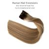 Clip in Hair Extensions, Ombre Brown Hair Extensions Real Human Hair Clip ins 12 Inch Double Weft Hair Extensions Real Human Hair Clip in Extensions 70G 7 Pieces Clip on for Women view 4