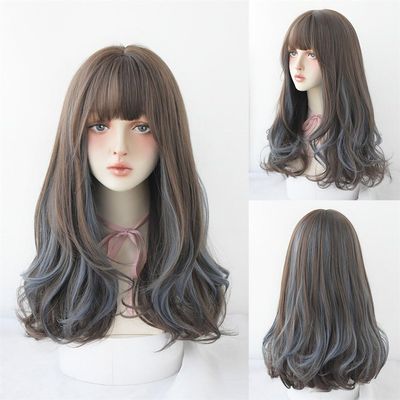 Azedssw Long Curly Hair Women Wig With Bangs Daily Brown Black Cosplay Braided Wigs Heat Resistant Fiber Party Fake Hair