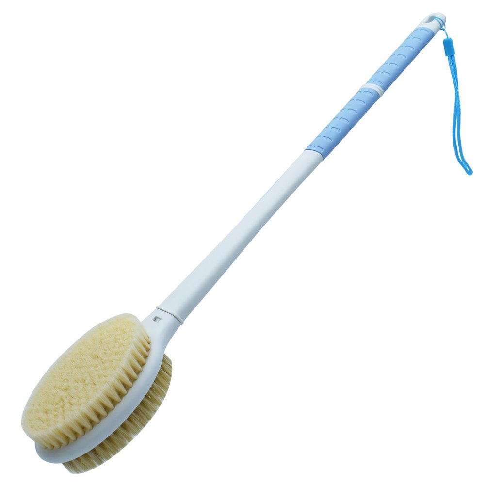 Shower Brush with Soft and Stiff Bristles, 20.5" Extended Long Handle Back Scrubber Dual-Side Bath Brush Body Exfoliator for Wet or Dry Brushing (Super Long Handle)