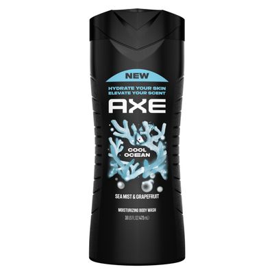 AXE Cool Ocean Men's Body Wash With Essential Oils 12H Refreshing Scent Body Wash For Men, Clean and Fresh Scent 16 oz