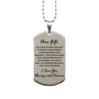 Dear GiGi, Your Unwavering Love Silver Dog Tag, For GiGi, Valentines Birthday Gifts for GiGi, Mother's Day, Father's Day and Christmas Gifts for GiGi