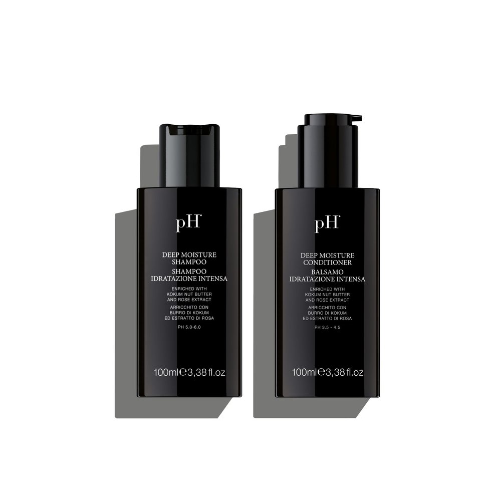 pH PURE HAIR Deep Moisture Shampoo and Conditioner Set - Hydrating and Moisturizing Shampoo and Conditioner - Dry Hair - Enriched with Kokum Nut Butter and Rose Extract (3.38 Oz each)
