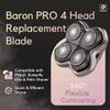 Skull Shaver Baron PRO 4 Head Replacement Blade - Shaver Blade for Wet & Dry Shaving - Rotary Heads Design - Japanese Stainless Steel - Compatible with Pitbull, Palm & Butterfly Kiss Shavers view 2