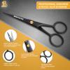 BROSTACHE 5 Professional Beard and Mustache Scissors, German Steel Beard Scissors Come with Mustache Comb, Beard Comb and Carrying Pouch. Grooming Scissor for All Facial Hair Scissors (Black) view 4