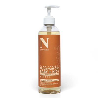 Dr. Natural Multi-Purpose Baby Plus Kids Soap - Body Wash and Shampoo - Gentle Soap with Shea Butter - Newborn Safe - Almond - 16 oz