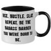 Barber Gifts For Coworkers, RISE. HUSTLE. SLAY. REPEAT. BE THE BADASS, Unique Barber Two Tone 11oz Mug, Cup From Colleagues, Present, Grooming, Mens grooming, Haircare, Skincare view 2
