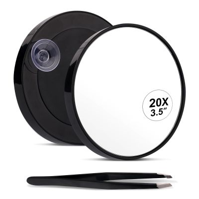 20X Magnifying Mirror, 3.5 Inch Magnifying Makeup Mirror with Suction Cup and Tweezers Portable Travel Makeup Mirror for Makeup Eye Makeup Eyelashes