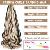 COOKOO 9 Packs French Curly Braiding Hair 22 Inch for Goddess Box Braids with Loose Wave Curly Ends Mix Black and Blonde Pre Stretched French Curls Synthetic Hair Extentions for Women P1B/27/613# view 2