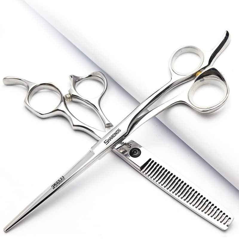 5.5/6/6.5-inch professional hair clipper set, stainless steel sharp hair clippers, barber specific scissors (6 inch-2pc-A)