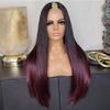 12inch Straight U Part Wig Human Hair 1B/99J Burgundy Ombre U Part Wig 150% Colored 4x1inch Small Leave Out Middle Part Wine Red Upart Wig Full Head Clip in Half Wig None Lace Wigs for Black Women view 3