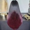 10inch Straight U Part Wig Human Hair 1B/99J Burgundy Ombre U Part Wig 130% Colored 4x1inch Small Leave Out Middle Part Wine Red Upart Wig Full Head Clip in Half Wig None Lace Wigs for Black Women view 4