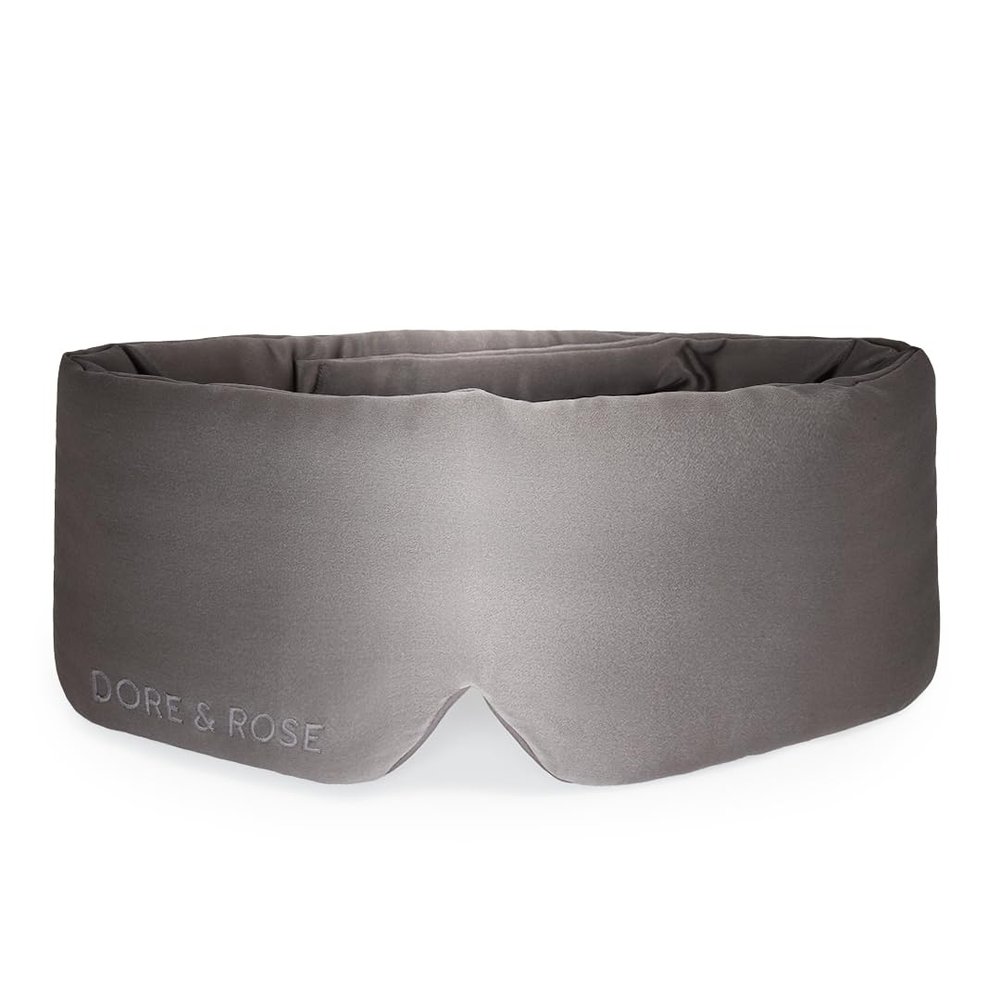 Dore & Rose Deep Sleep Mask Light Blocking, 23 Momme Mulberry Silk Eye Mask, Ultra Soft, Adjustable - Travel Sleeping Mask for Men & Women - Charcoal