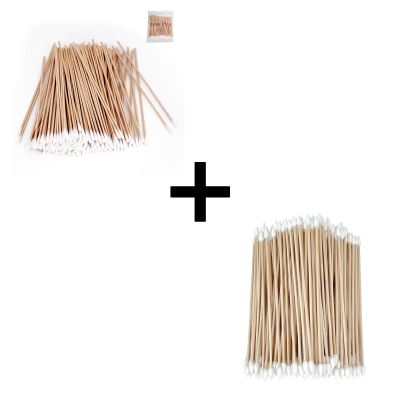 200 Pcs Long Cotton Swabs (Single Round Tip) + 200 Pcs Long Cotton Swabs (Double Pointed Tip)