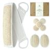 ARTMUJOHN Premium Natural loofah exfoliating Scrubber Combo Set, 1 Pack Back Scrubber loofah - 2 Pack Loofah pad - 5 Pack Facial loofah - Loofah Set (Gift Box-Packed), Bathe loofah,Gift for Women view 1