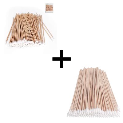 200 Pcs Long Cotton Swabs (Round Tip) + 200 Pcs Long Cotton Swabs (Pointed Tip)