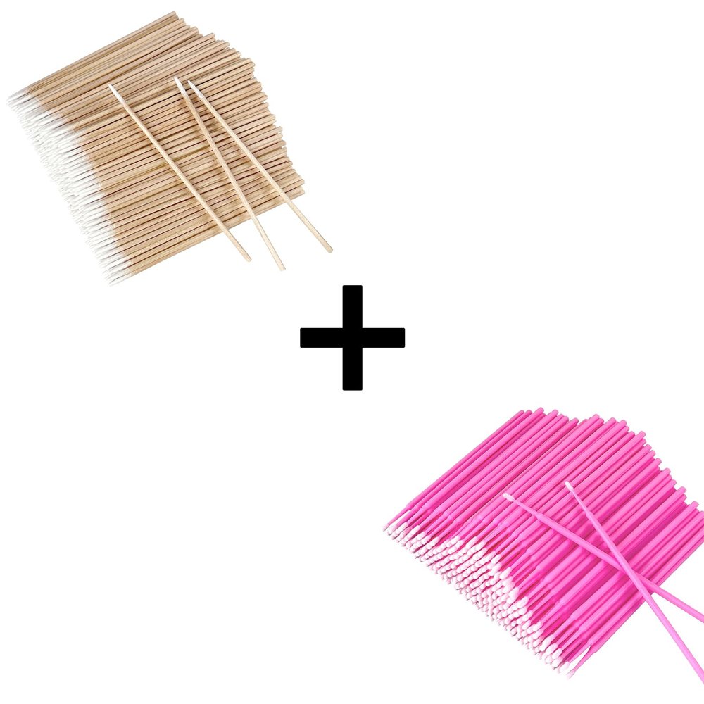 600 Pcs Microblading Cotton Swabs + 300 Pcs Micro Brushes