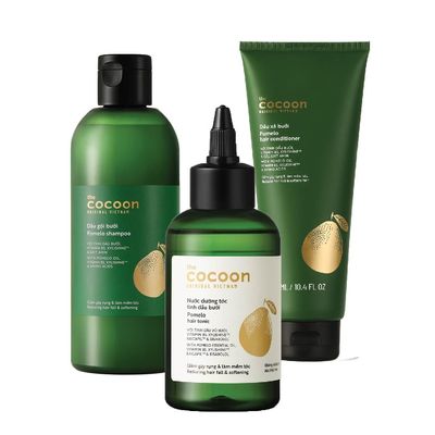Cocoon Hair Repair Set (SAVE 25%): Pomelo Tonic (4.7 fl oz), Shampoo (10.4 fl oz), and Conditioner (10.4 fl oz)