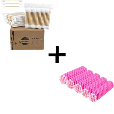 500 Pcs Pointed Cotton Swabs + 500 Pcs Micro Swabs For Eyelash Extension