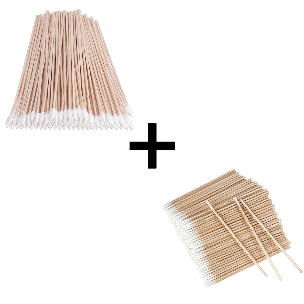 200 Pcs Long Cotton Swabs (Pointed Tip) + 600 Pcs Extra Thin Pointed Cottion Swabs
