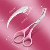 3pcs-Eyebrow Scissors with Eyebrow Razor,Professional Eyebrow Trimmer Scissors with Comb,Non Slip Finger Grips Eyebrow Trimmer, Hair Removal Beauty Accessories for Men Women (Black, Pink, Blue) view 2