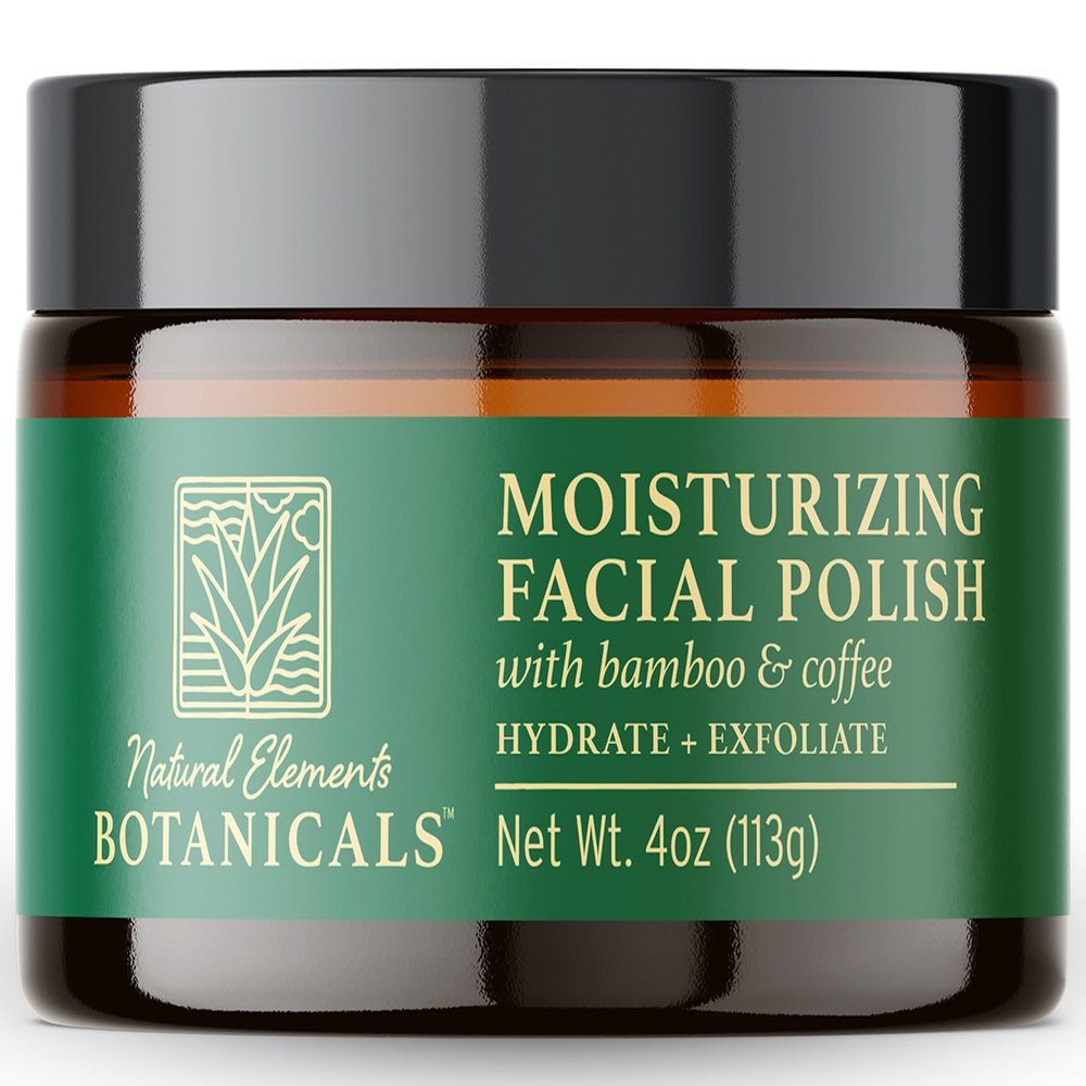 Natural Elements Botanicals Moisturizing Facial Polish, Gentle Face Scrub, 2-in-1 Facial Scrub, Hydrating & Exfoliating Face Scrub, Facial Exfoliator w/Bamboo & Coffee, 4 oz