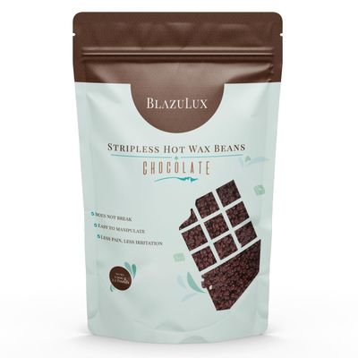 Blazulux Wax - Chocolate 1000g Hard Wax Beans for Hair Removal, Stripless, for Brazilian Bikini, Face, Eyebrows, Underarms, Arms, Chest, Back, Legs