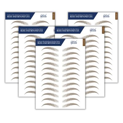 Bliss and Beyond USA Waterproof Eyebrow Tattoo Sticker - Valued Set of 5 Sheets - Long-Lasting, Natural-Looking Fake Eyebrow for Bald Spots, Alopecia, Ongoing Chemo, Cancer gift. | Same Size eyebrow