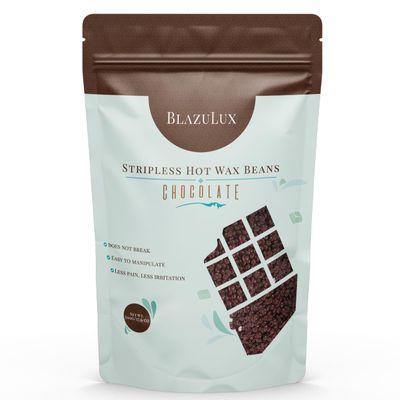 Blazulux - Wax Beads for Hair Removal - Chocolate 500g/17.6 Ounce, stripless hard Wax Beans for Brazilian Bikini, Face, Eyebrows, Underarms, Arms, Chest, Back, Legs (Chocolate, 17.6 Ounce)