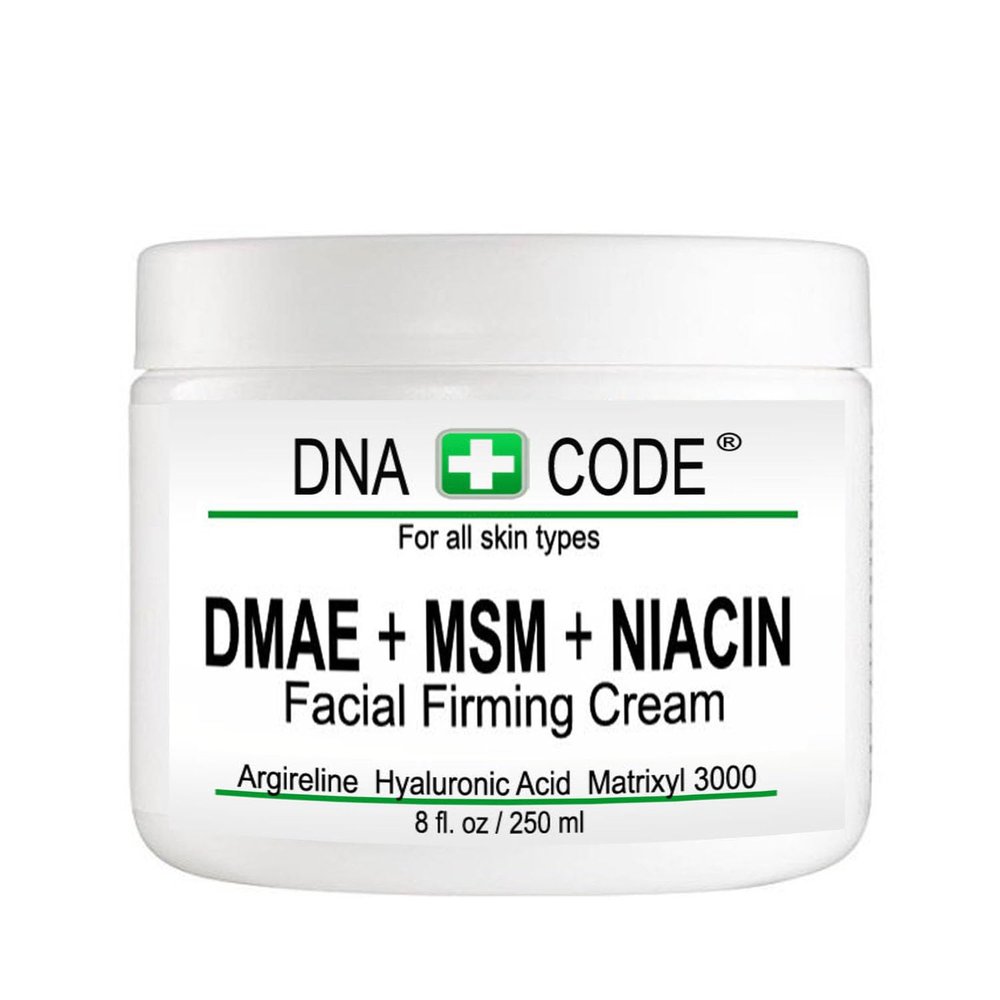 Anti-Aging DMAE+MSM+NIACIN Firming Cream, 100% Pure Hyaluronic Acid, Argireline, Matrixyl 3000 (8 oz)