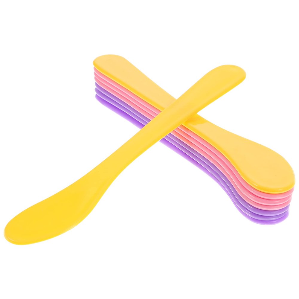 Healifty 10pcs Disposable Cosmetic Mask Spatula Makeup Mixing Spoon for Sampling Random Colors for Creams and Lotions