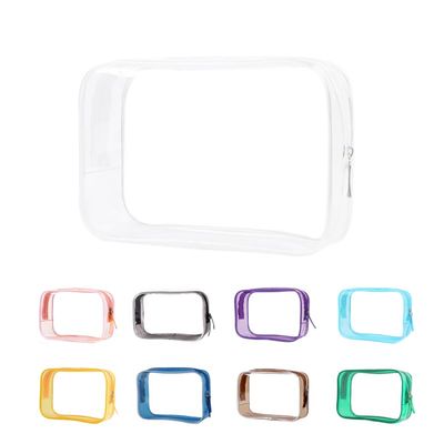 Buminee Clear Pouch, Makeup Bag, 6.6"x2.3"x4.7" TSA Approved Toiletry Bag-1 Pack All Clear