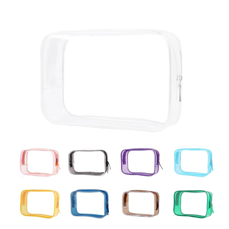 Buminee Clear Pouch, Makeup Bag, 6.6"x2.3"x4.7" TSA Approved Toiletry Bag-1 Pack All Clear