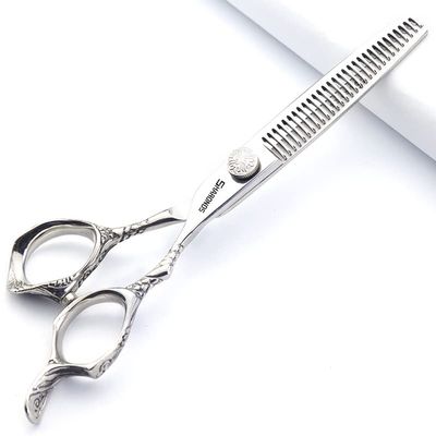 6/7/8-inch professional hairdressing set, stainless steel sharp scissors, easy to trim, suitable for hairdressers, hair salons, and families. (6-in thinning scissors)