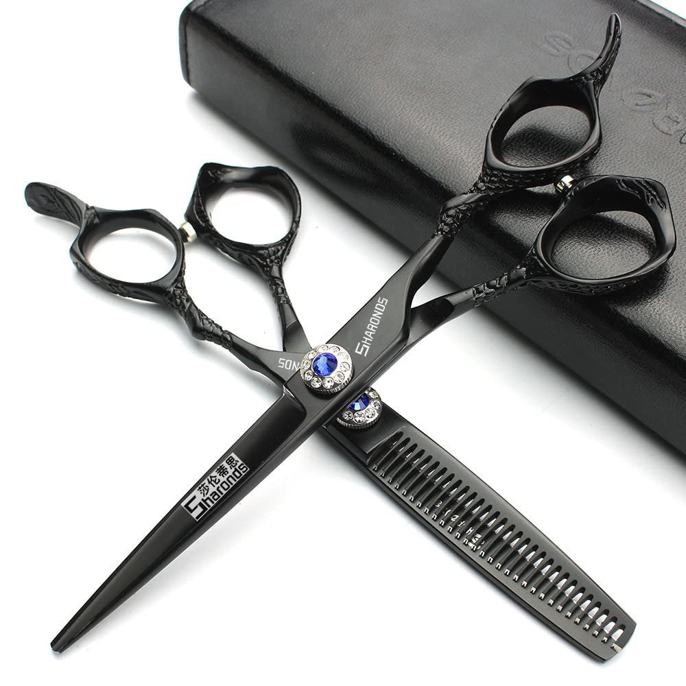 6/7/8-inch professional hairdressing set, stainless steel sharp scissors, easy to trim, suitable for hairdressers, hair salons, and families. (6 inch-2pc-A)