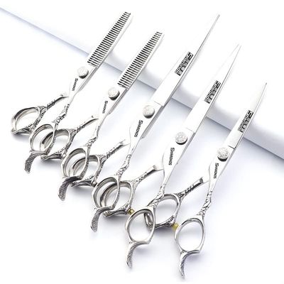 6/7/8-inch professional hairdressing set, stainless steel sharp scissors, easy to trim, suitable for hairdressers, hair salons, and families. (5pc)