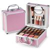 Color Nymph Beginner Makeup Kit For Teens With The Small Cosmetic Train Case Included 24-Colors Eyeshadow Palette Blushes Bronzer Highlighter Lipstick Brushes Mirror(Pink) view 1
