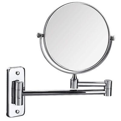 GATSUN Wall Mounted Makeup Mirror,6/8 Inch 3X Magnifying Shaving Mirror,Double-Sided Extendable Bathroom Mirror,Vanity Mirror Chrome Finished (Size : 8 inches)