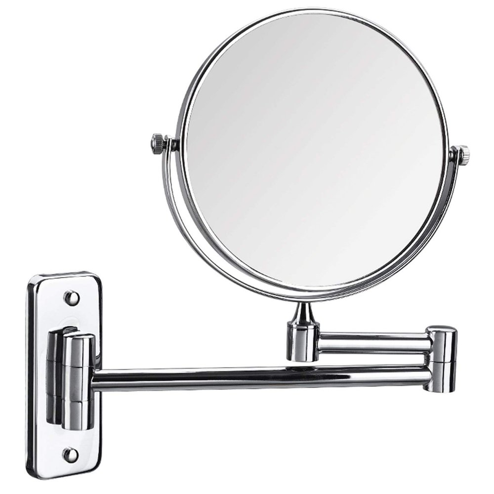 GATSUN Wall Mounted Makeup Mirror,6/8 Inch 3X Magnifying Shaving Mirror,Double-Sided Extendable Bathroom Mirror,Vanity Mirror Chrome Finished (Size : 8 inches)