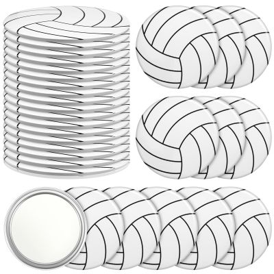 Taiyin 18 Pcs Ball Gifts for Girls Team Compact Mirror Accessories Ball Party Supplies Women Sport Round Pocket Portable Makeup Mirror 2.76 Inch (Volleyball)