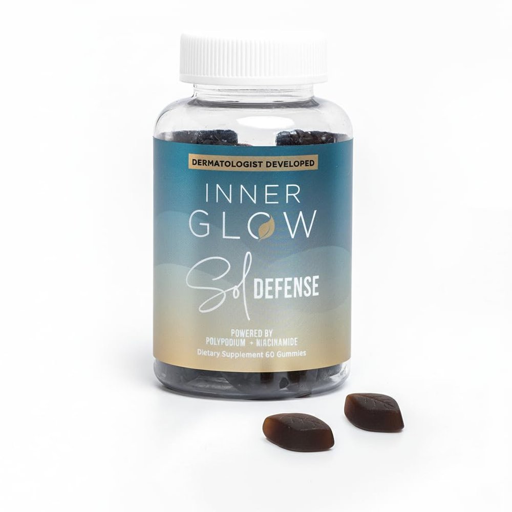 Inner Glow Sol Defense Gummies  Dermatologist & Plastic Surgeon-Formulated Skin Resilience Vitamin Supplement with Polypodium Leucotomos & Niacinamide, Passion Fruit Flavor, 60 Sugar-Free Gummies